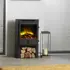Fireline Square Door Electric Stove On Log Close Up